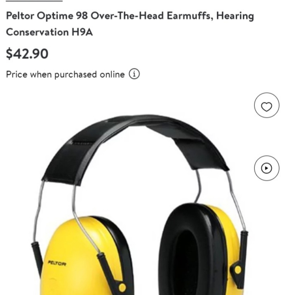 Peltor Optime 98 Over the Head Ear Muffs. Hearing Conservation